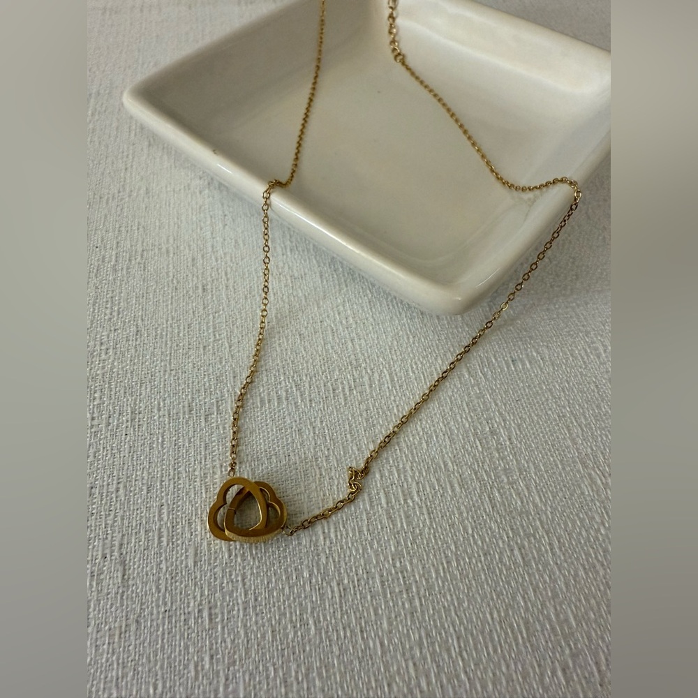 Gold-tone Stainless Steel Double Heart Necklace NWOT